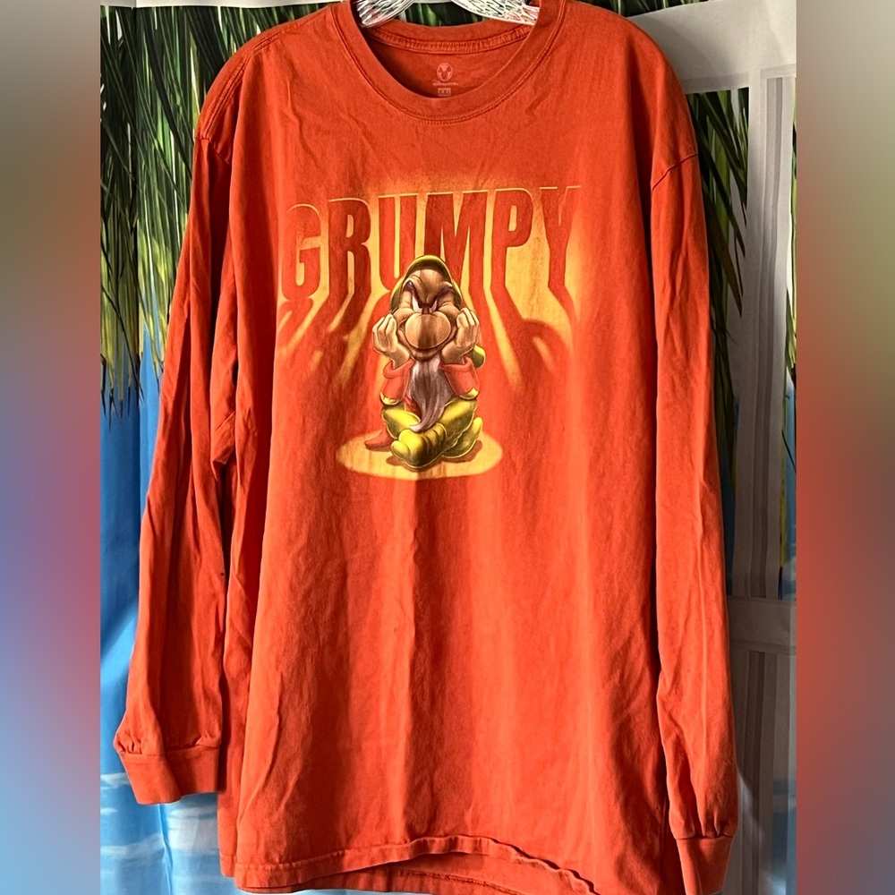 Disney Store Grumpy Burnt Orange Long Sleeve Tshirt Size XXL Plus Size